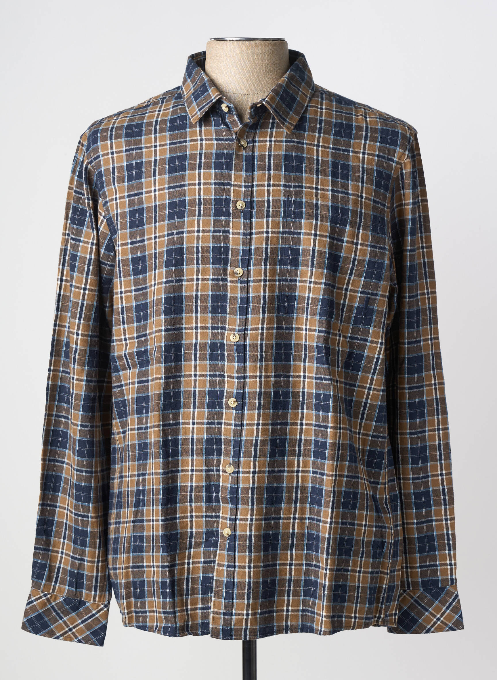 Chemise manches longues poches marron SOLID homme