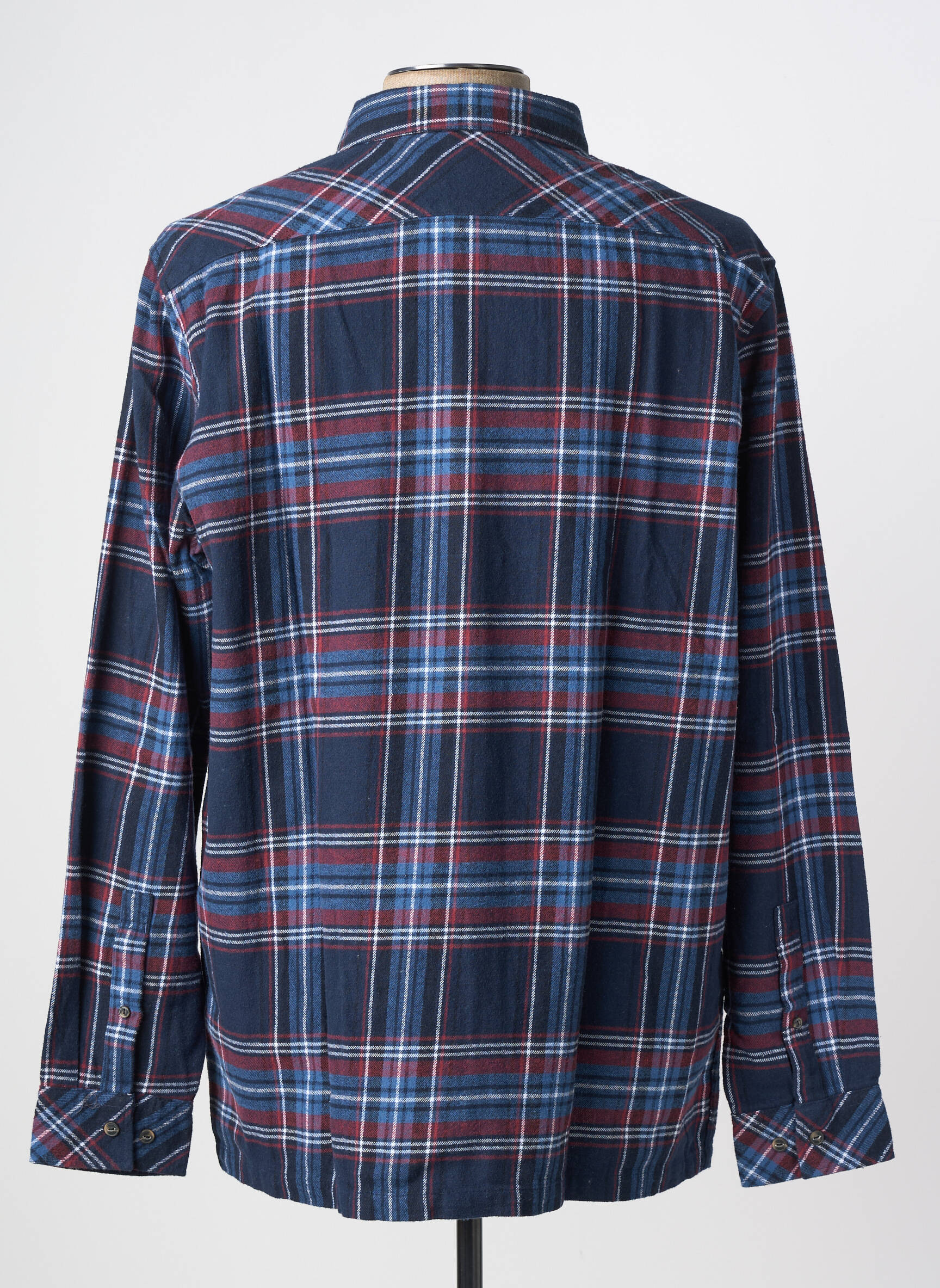 Chemise manches longues imprimé écossais bleu SOLID homme