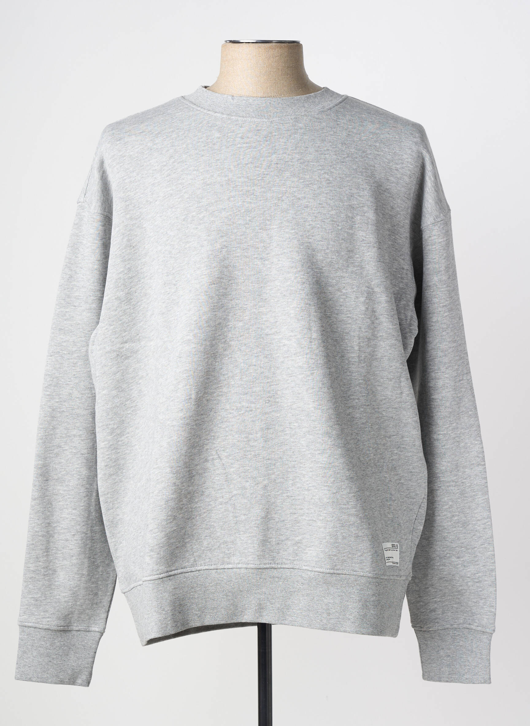 Sweat-shirt manches longues manches longues gris SOLID homme