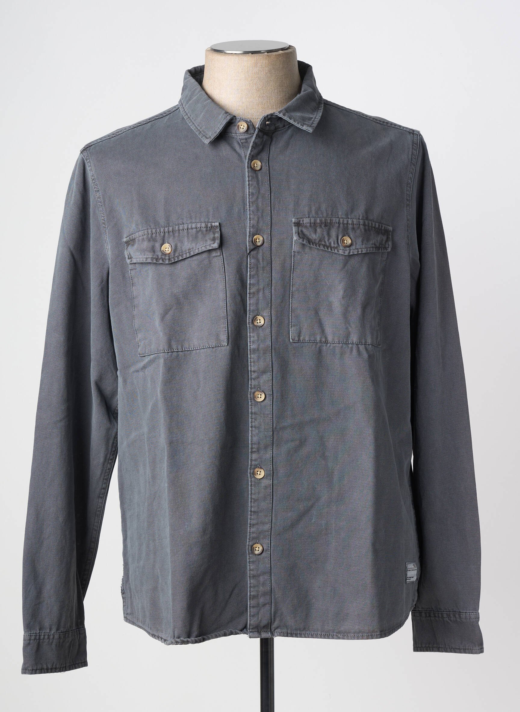 Chemise manches longues poches gris SOLID homme