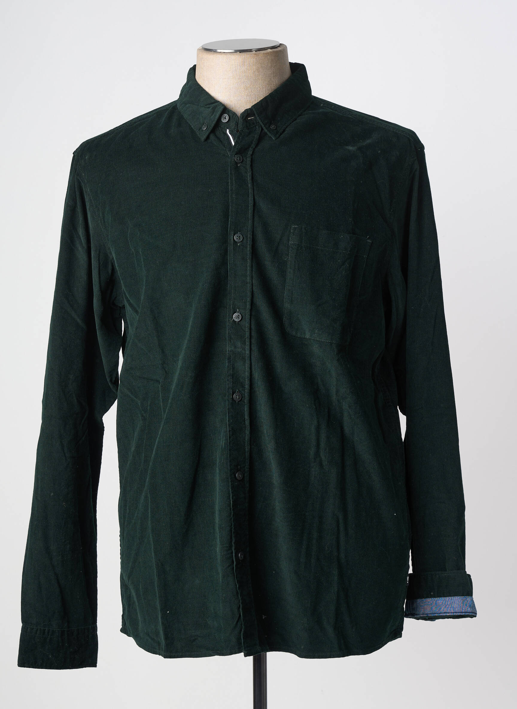 Chemise manches longues poches vert SOLID homme