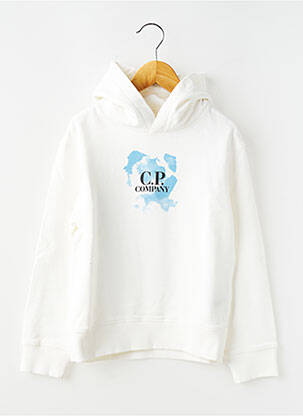Sweat-shirt à capuche tissage jersey manches longues blanc CP COMPANY garçon