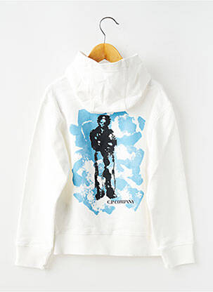 Sweat-shirt à capuche tissage jersey manches longues blanc CP COMPANY garçon