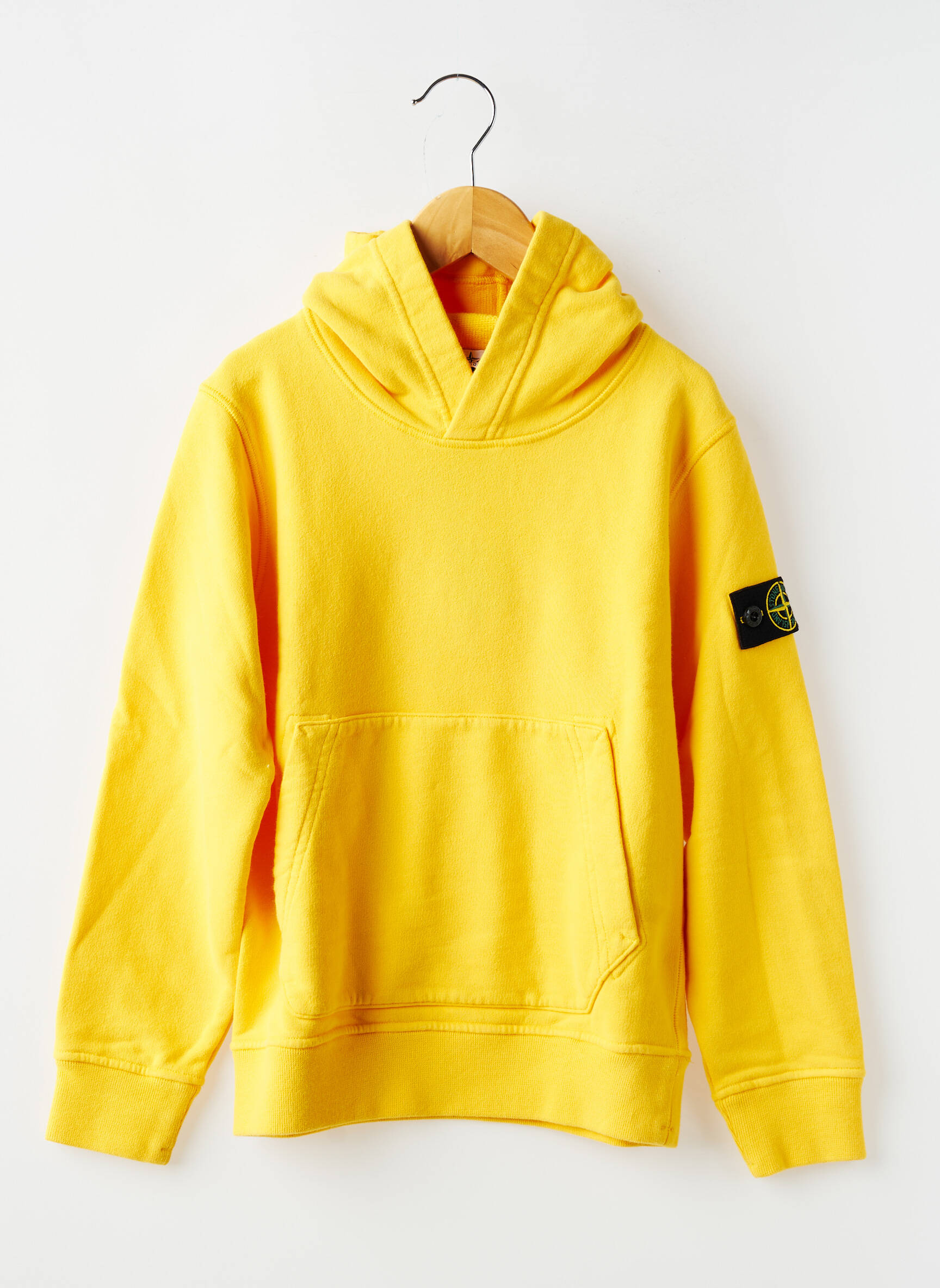 Sweat-shirt à capuche tissage jersey manches longues jaune STONE ISLAND garçon