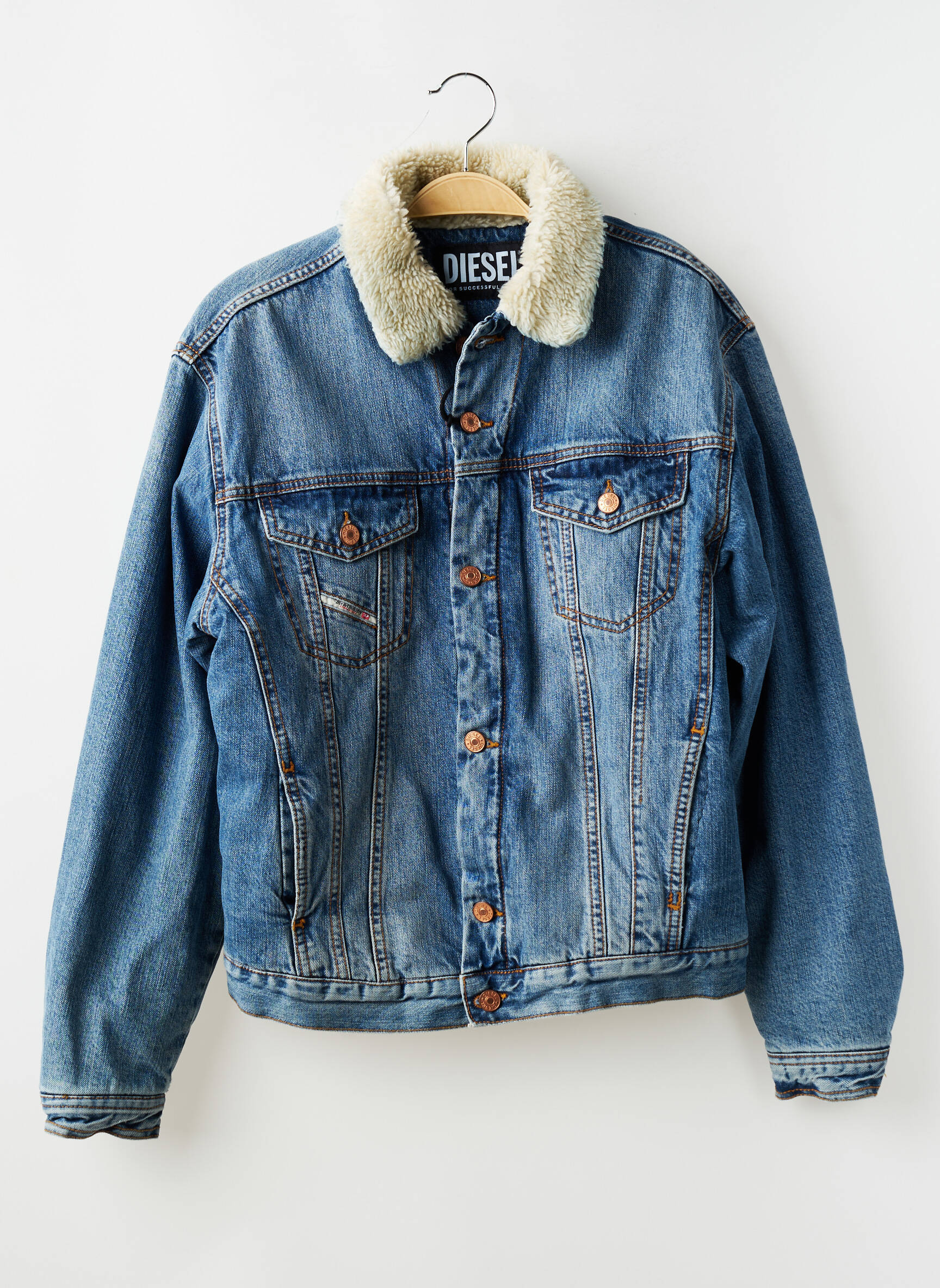 Veste casual finition intérieure fourrure synthétique bleu DIESEL garçon