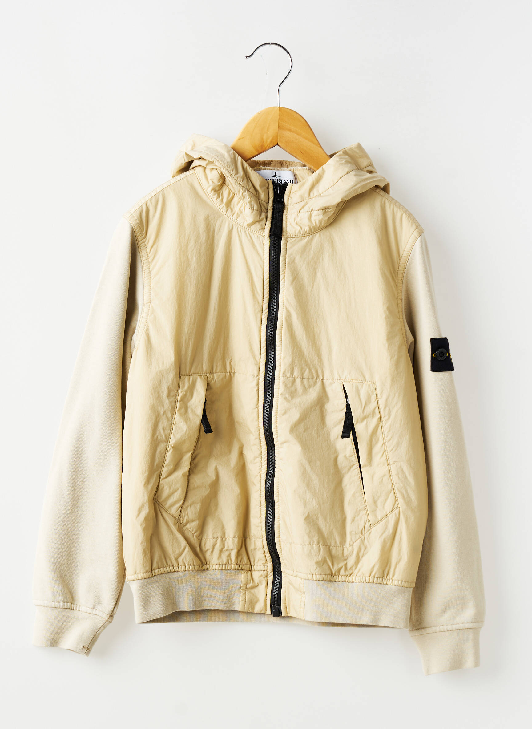 Coupe-vent poches a capuche beige STONE ISLAND garçon