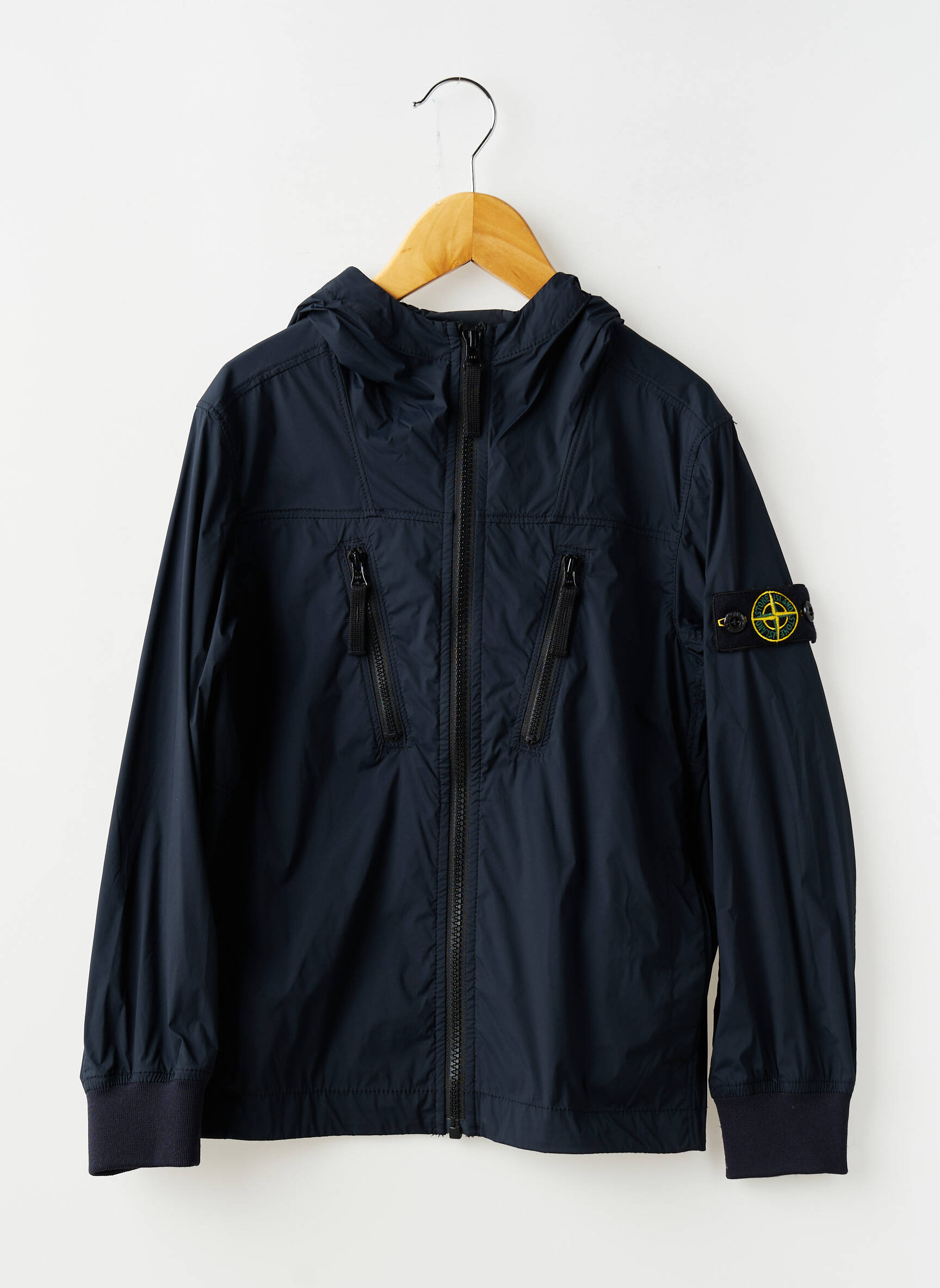 Coupe-vent effet matière satinée a capuche bleu STONE ISLAND garçon