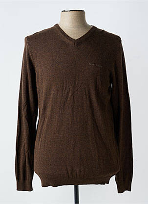 Pull col v manches longues marron TEDDY SMITH homme