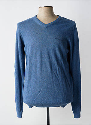 Pull col v manches longues bleu TEDDY SMITH homme