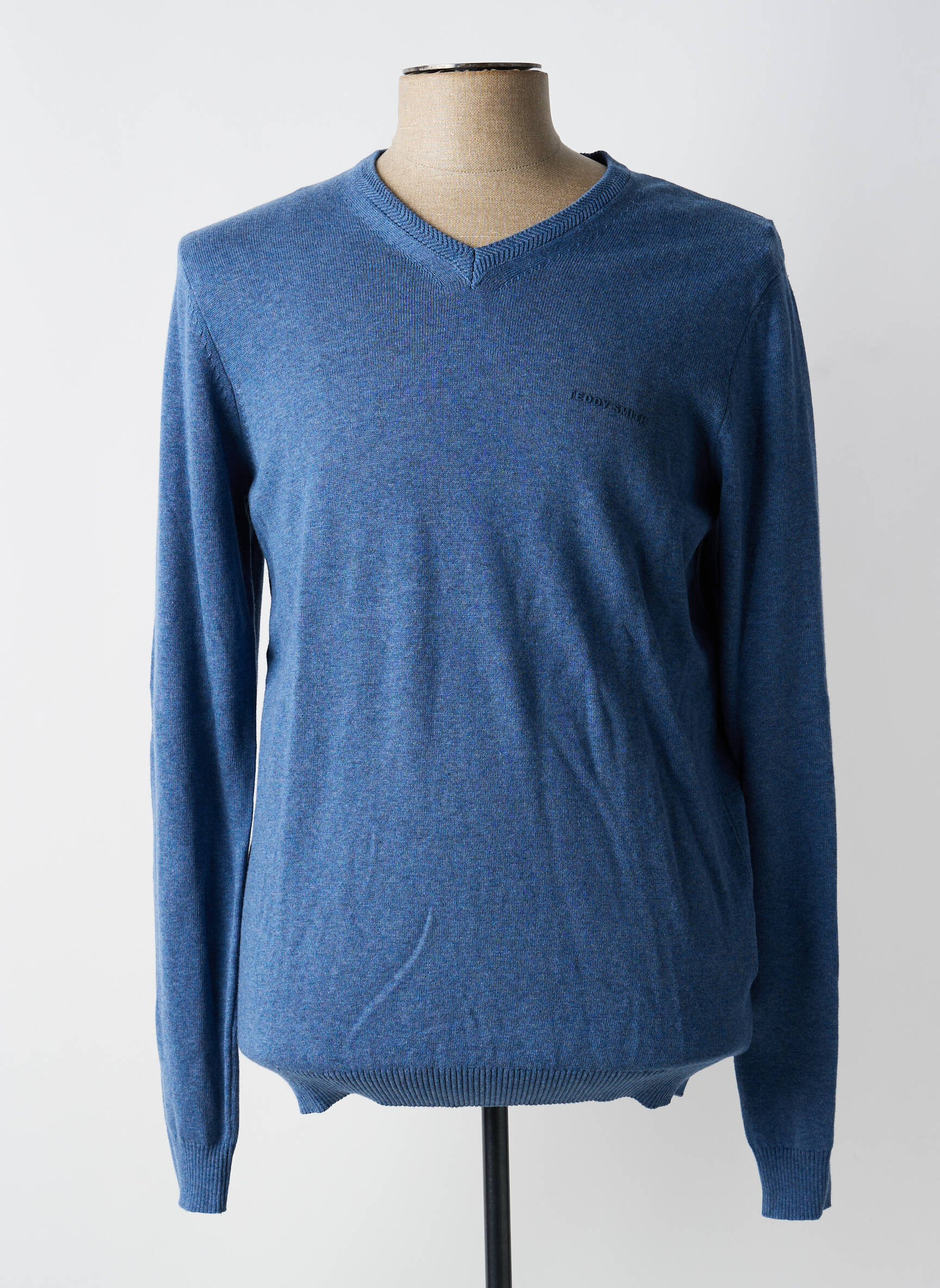 Pull col v manches longues bleu TEDDY SMITH homme