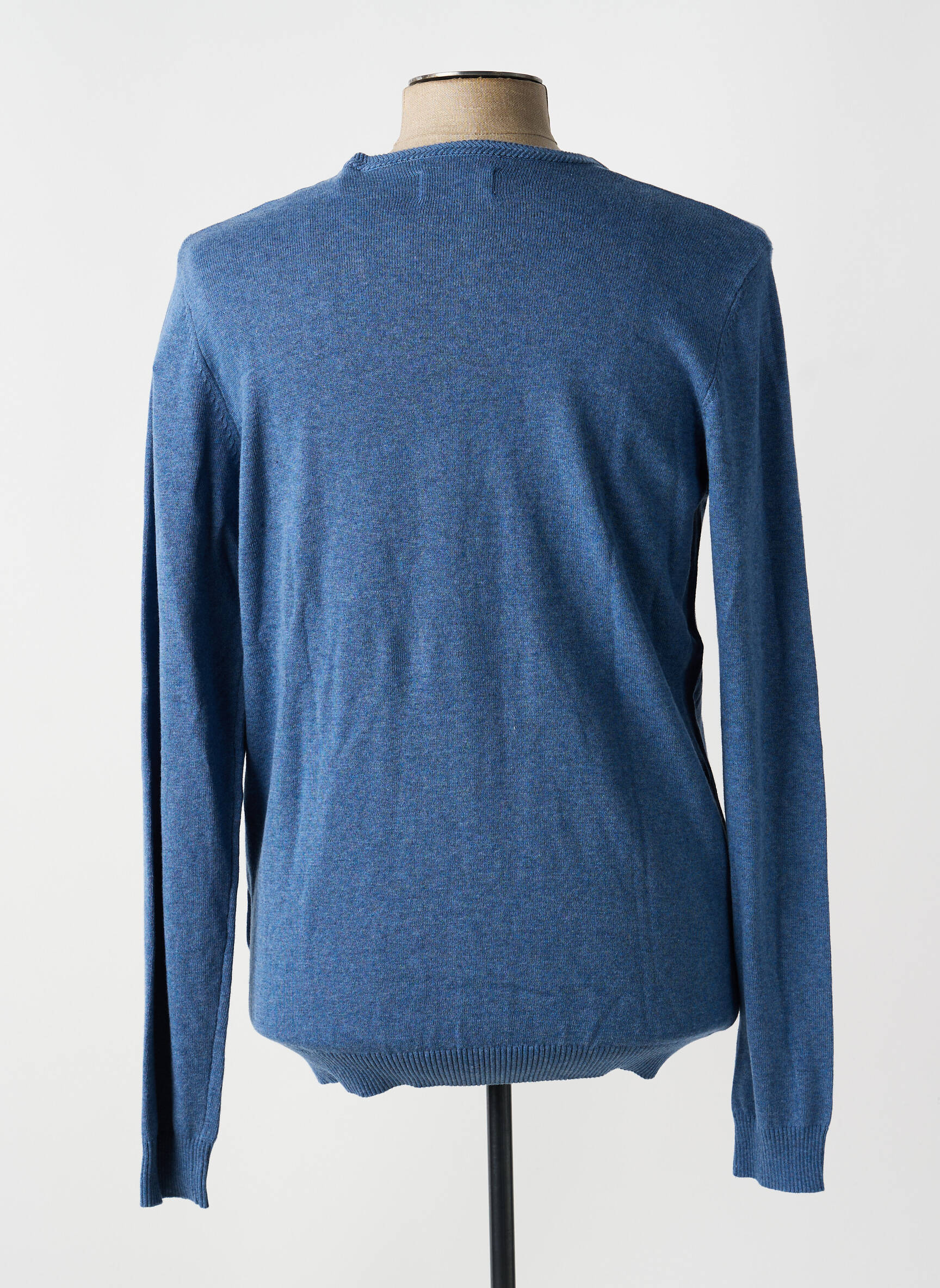 Pull col v manches longues bleu TEDDY SMITH homme