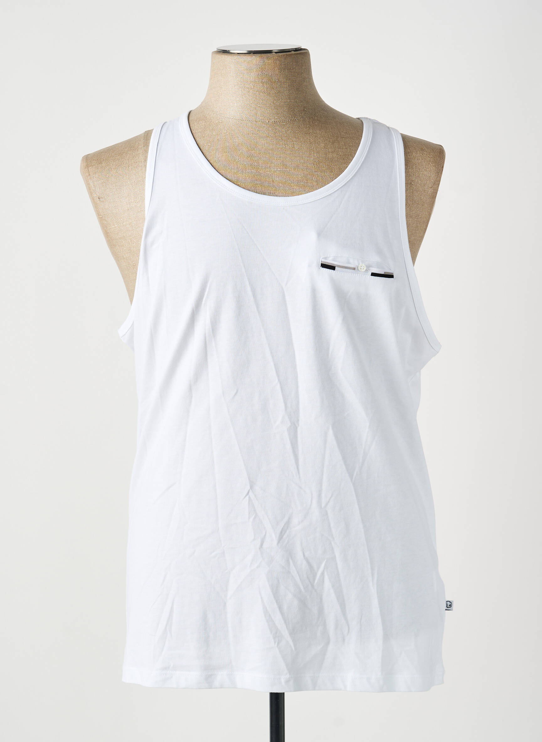 Débardeur coupe droite sans manche blanc BENSON & CHERRY homme