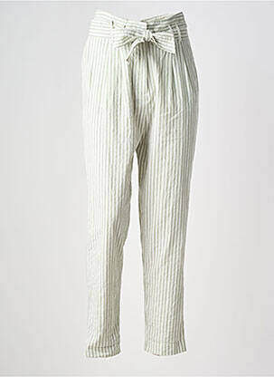 Pantalon droit tissage popeline taille haute vert TEDDY SMITH femme