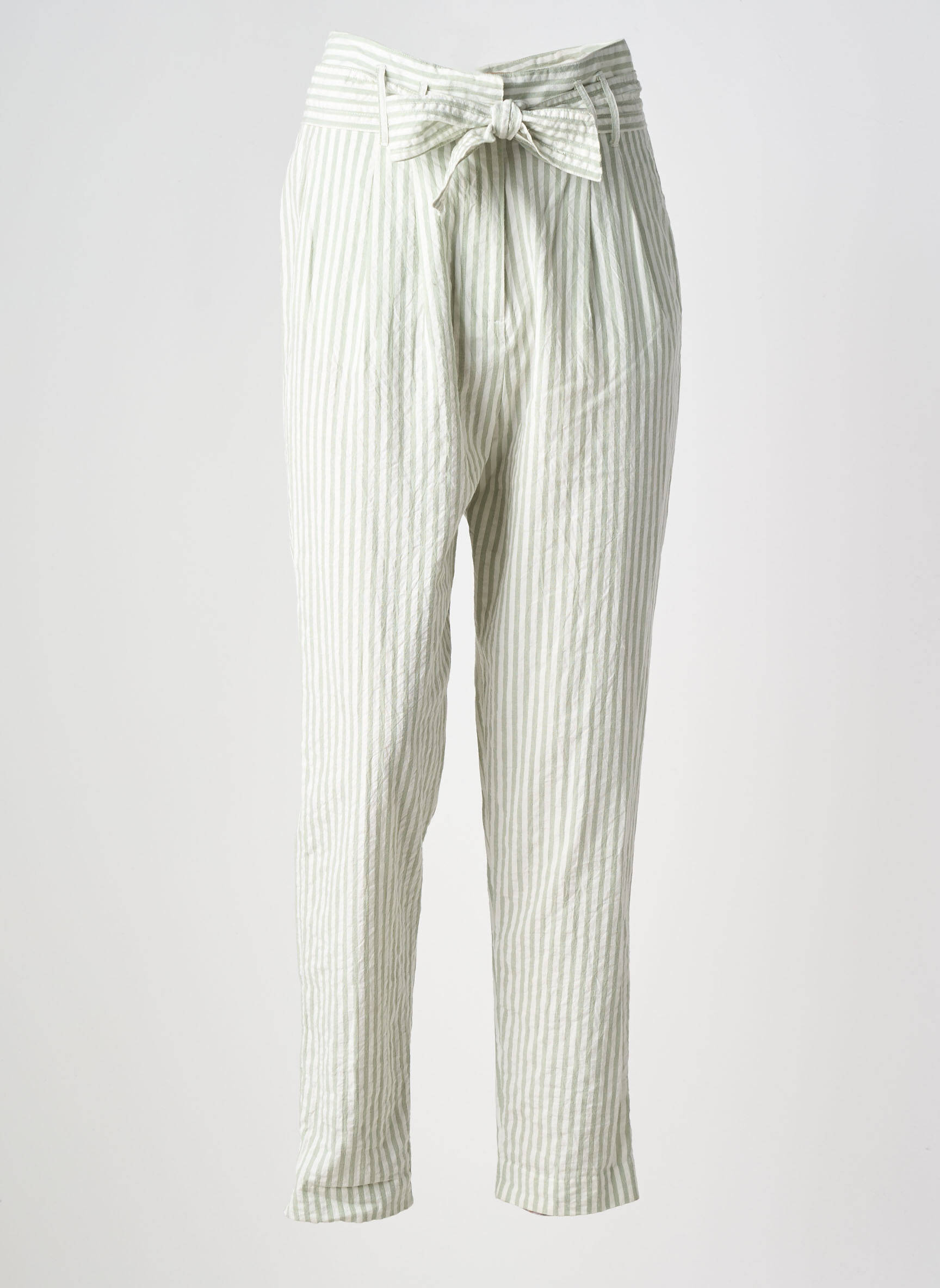Pantalon droit tissage popeline taille haute vert TEDDY SMITH femme
