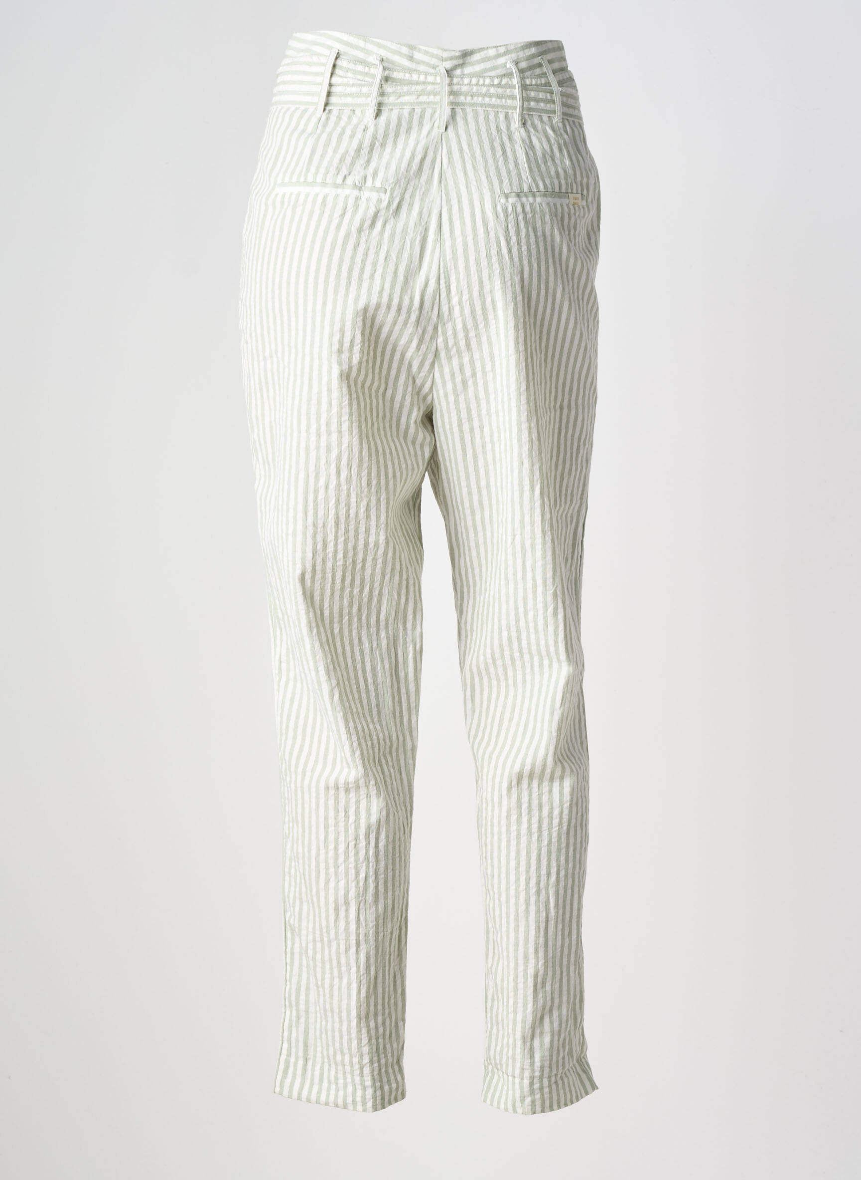Pantalon droit tissage popeline taille haute vert TEDDY SMITH femme
