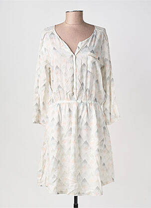 Robe mi-longue imprimé fantaisie manches longues blanc KAPORAL femme