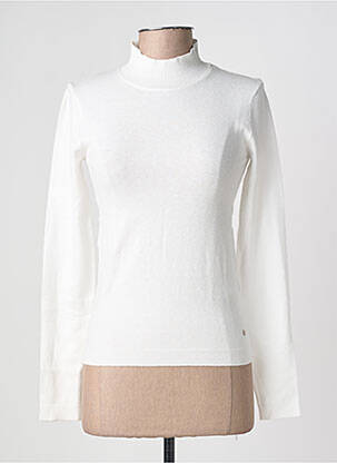 Pull col roulé coupe cintrée manches longues blanc TEDDY SMITH femme