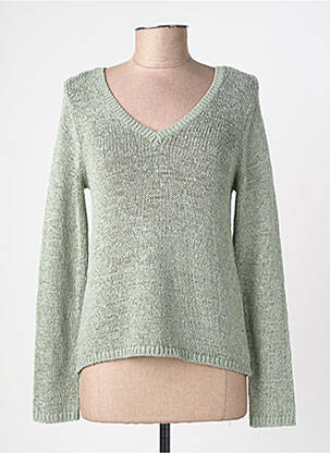 Pull maille ajourée manches longues vert ONLY femme
