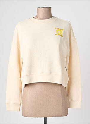 Sweat-shirt sérigraphie floquée manches longues beige LE TEMPS DES CERISES femme