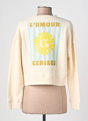 Sweat-shirt sérigraphie floquée manches longues beige LE TEMPS DES CERISES femme