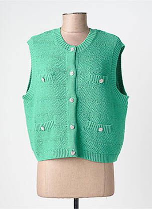 Gilet manches courtes coupe droite vert PIECES femme