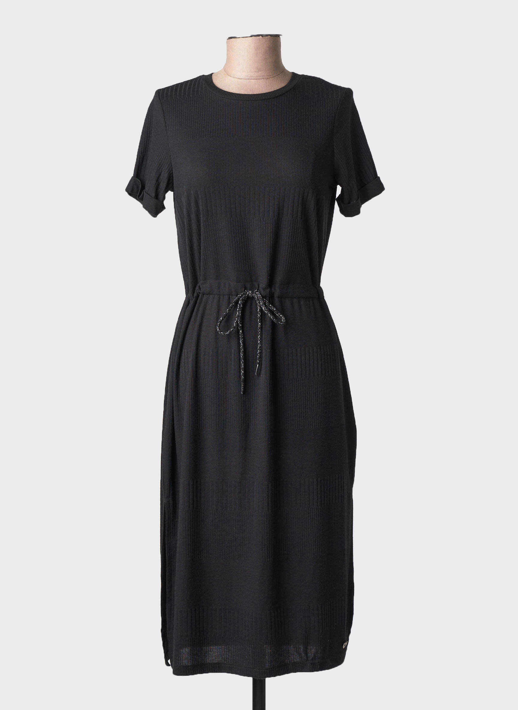 Robe mi-longue manches courtes manches courtes noir TEDDY SMITH femme