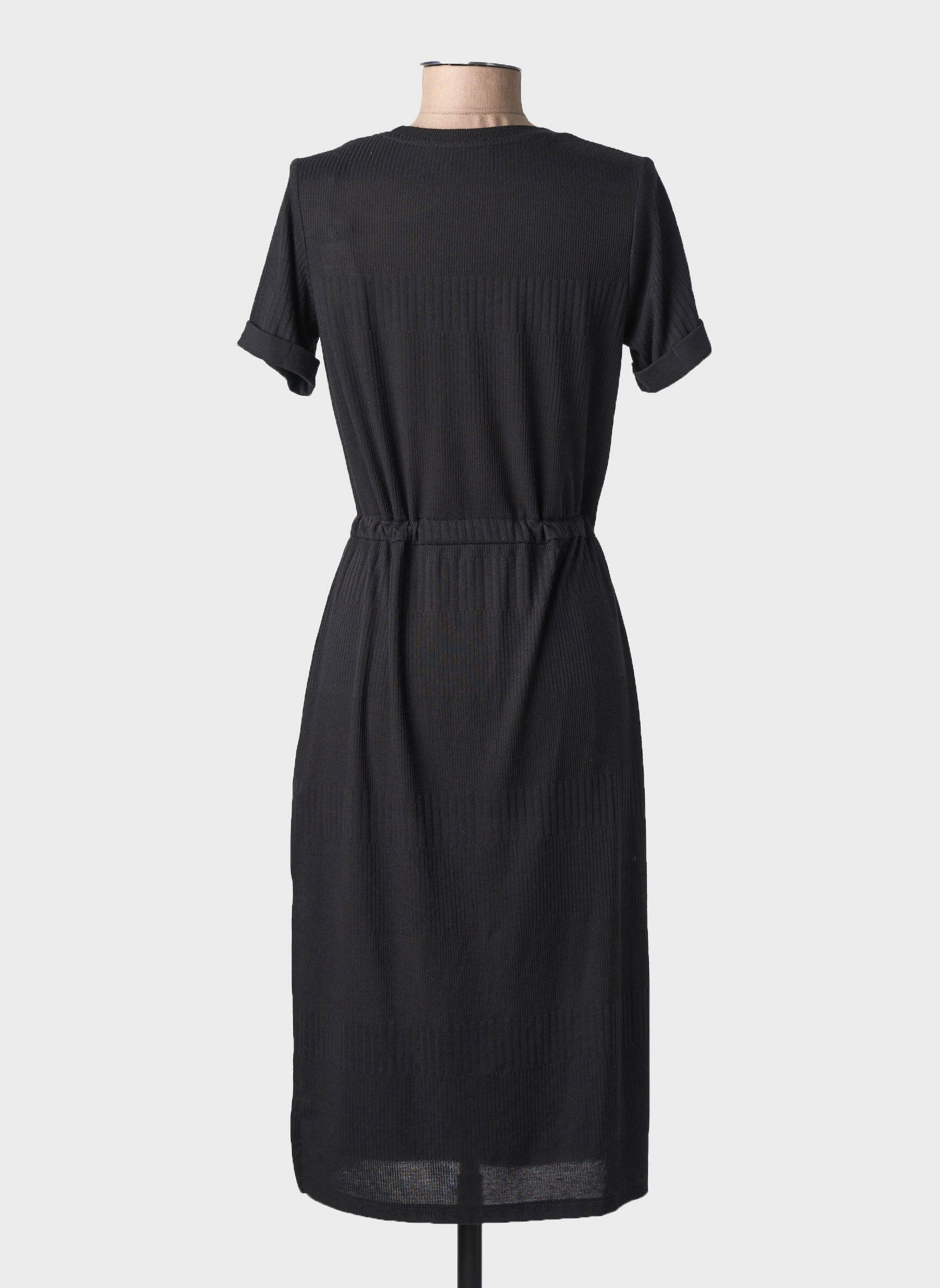 Robe mi-longue manches courtes manches courtes noir TEDDY SMITH femme
