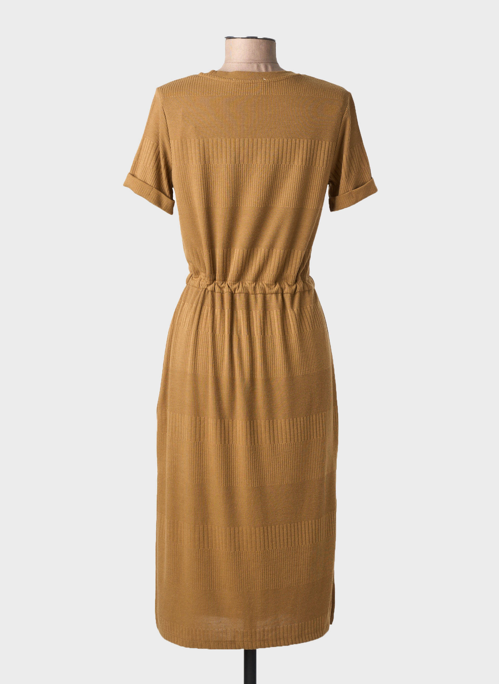 Robe mi-longue manches courtes manches courtes marron TEDDY SMITH femme