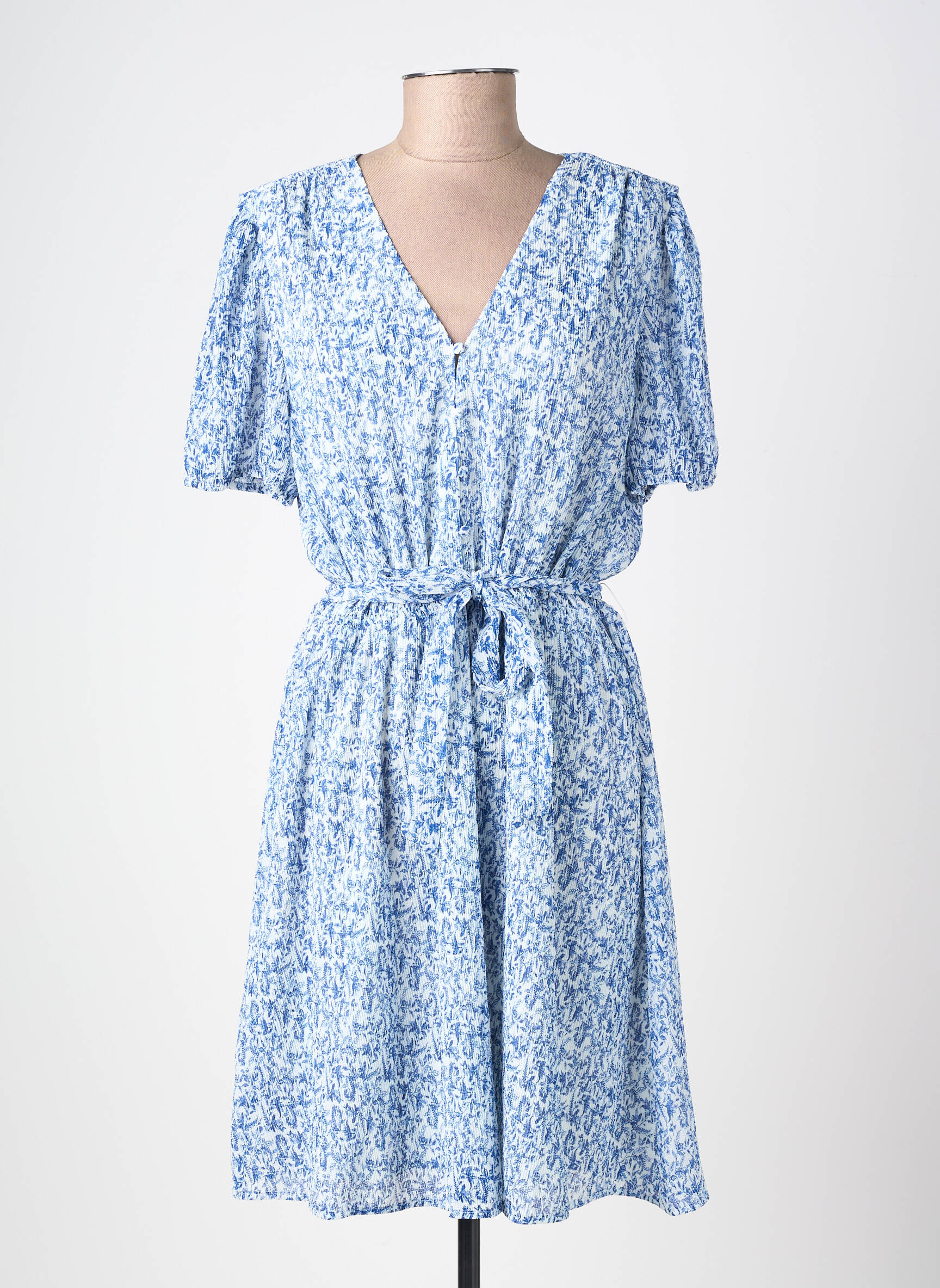 Robe mi-longue imprimé fantaisie manches courtes bleu TEDDY SMITH femme