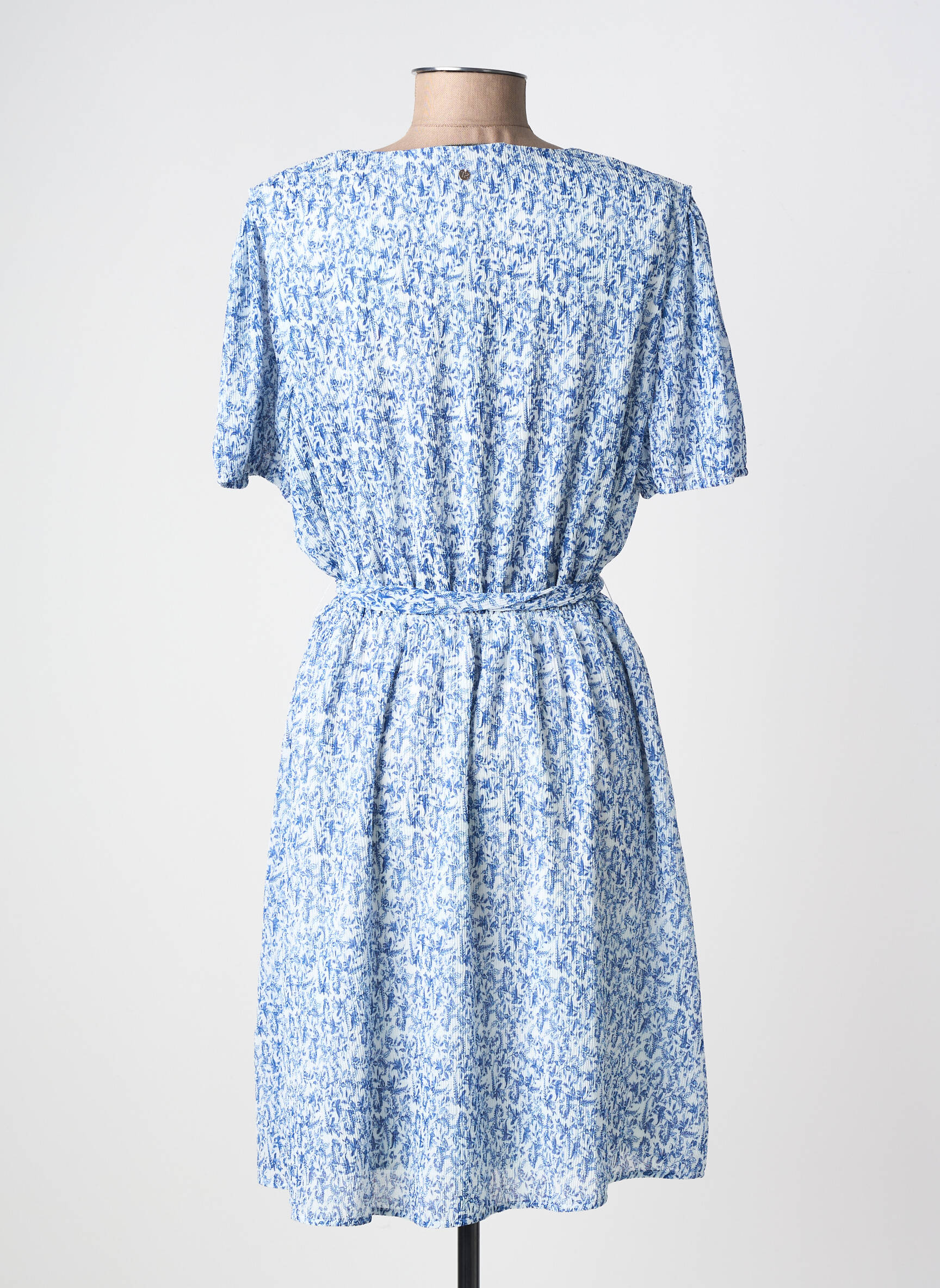 Robe mi-longue imprimé fantaisie manches courtes bleu TEDDY SMITH femme