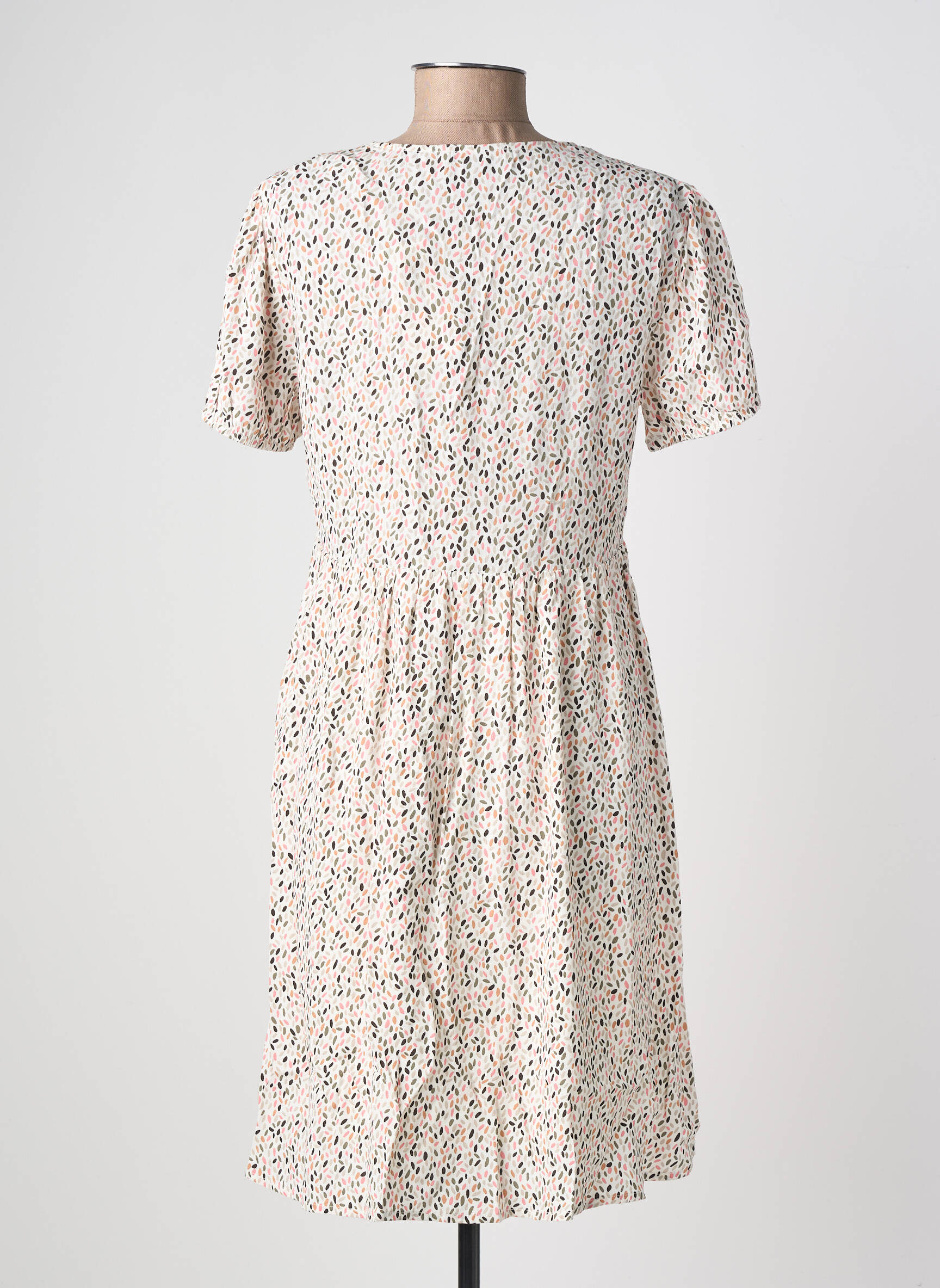 Robe mi-longue imprimé fantaisie manches courtes blanc TEDDY SMITH femme