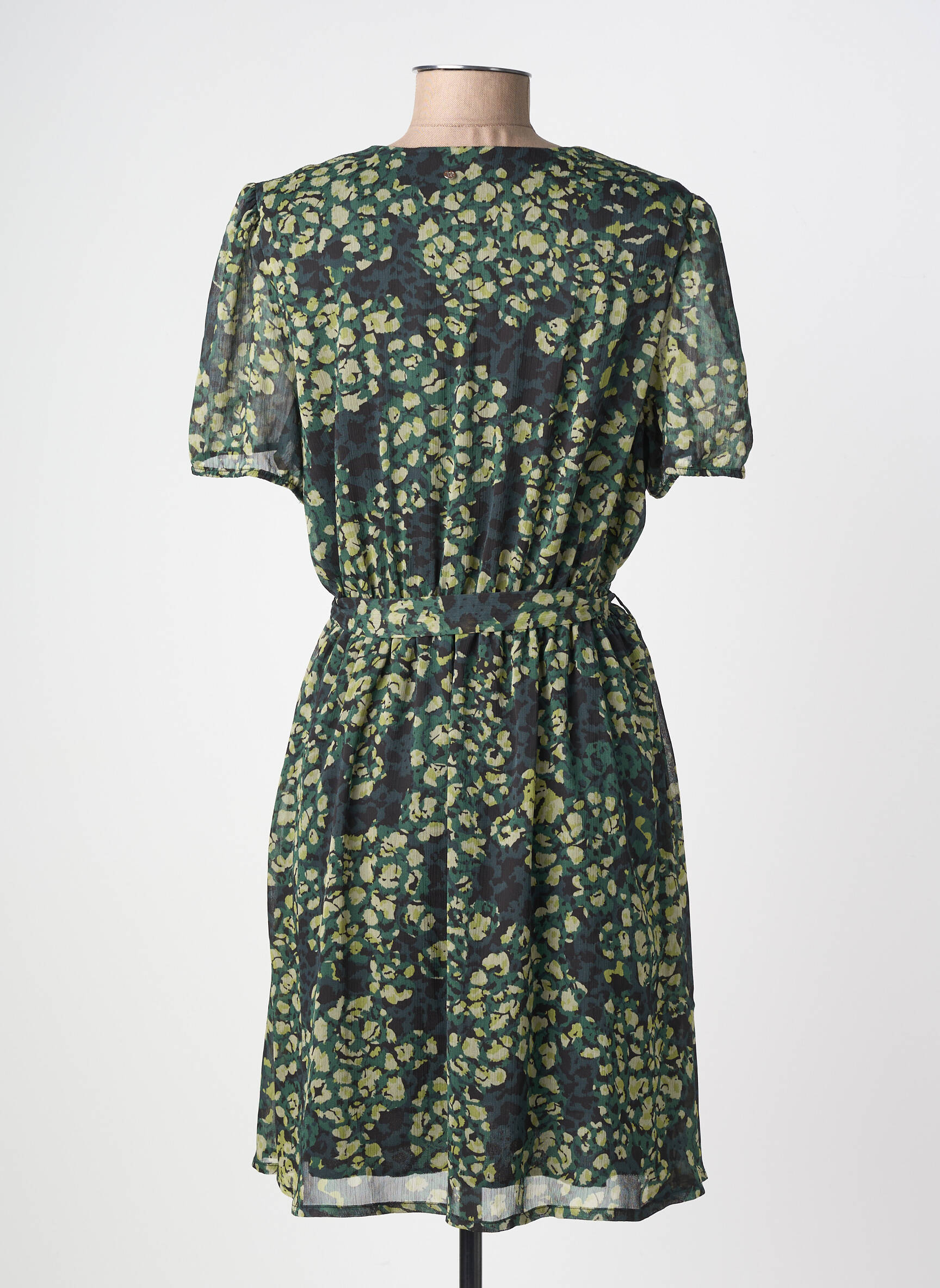 Robe mi-longue imprimé fantaisie manches courtes vert TEDDY SMITH femme