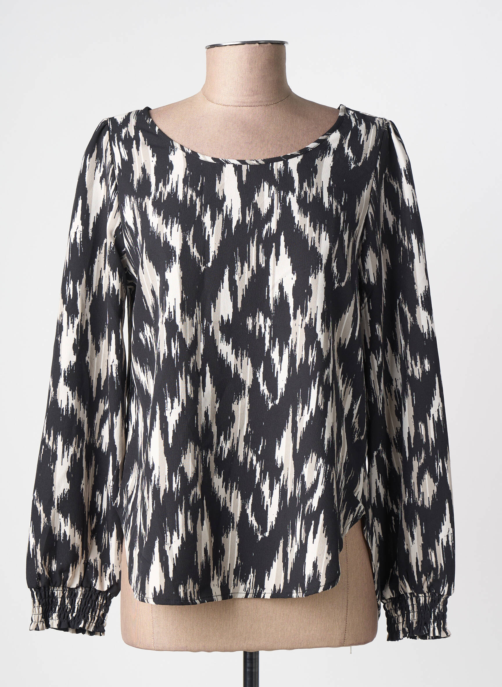 Blouse tissage popeline manches longues noir ONLY femme