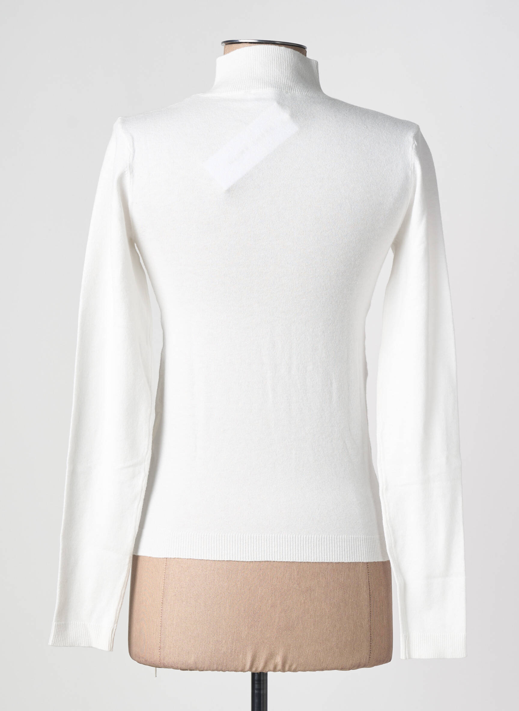 Pull col roulé coupe cintrée manches longues blanc TEDDY SMITH femme