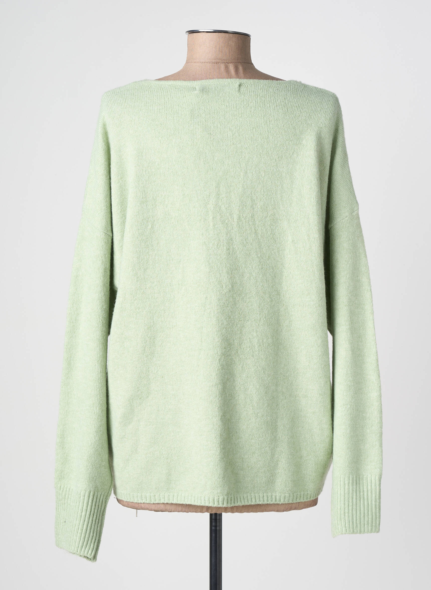 Pull coupe droite manches longues vert ONLY femme