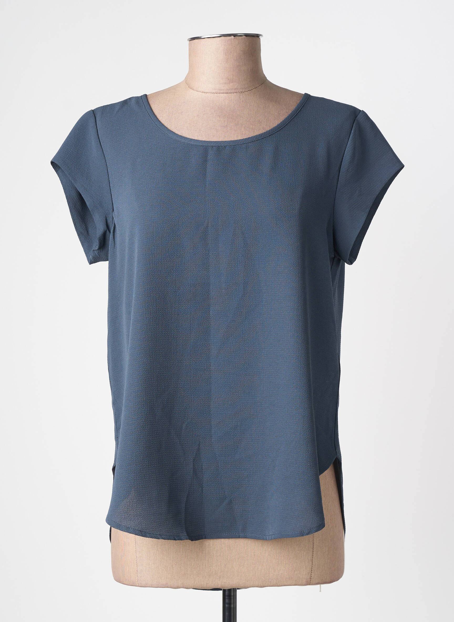 Top tissage crêpe manches courtes gris ONLY femme