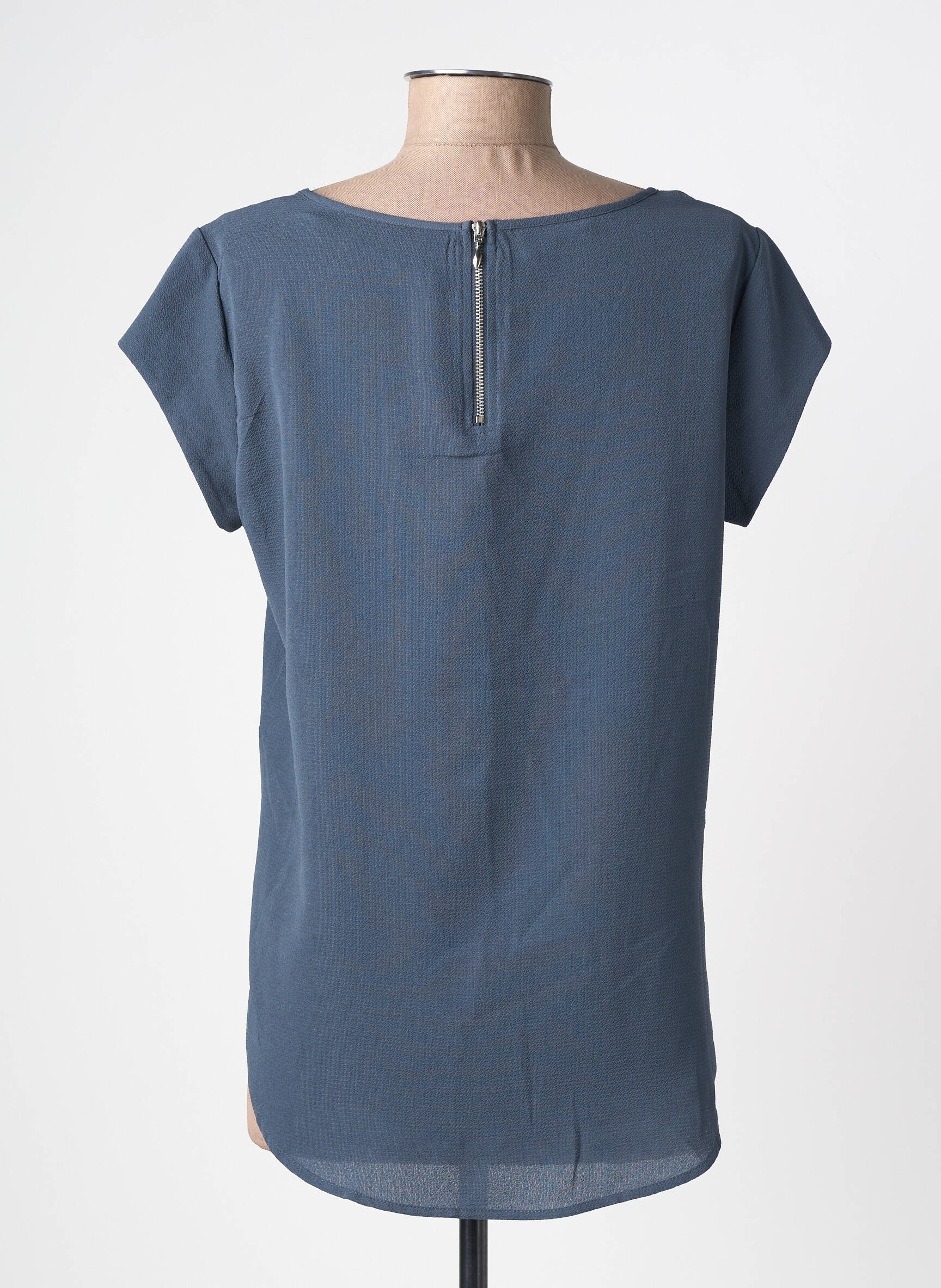 Top tissage crêpe manches courtes gris ONLY femme