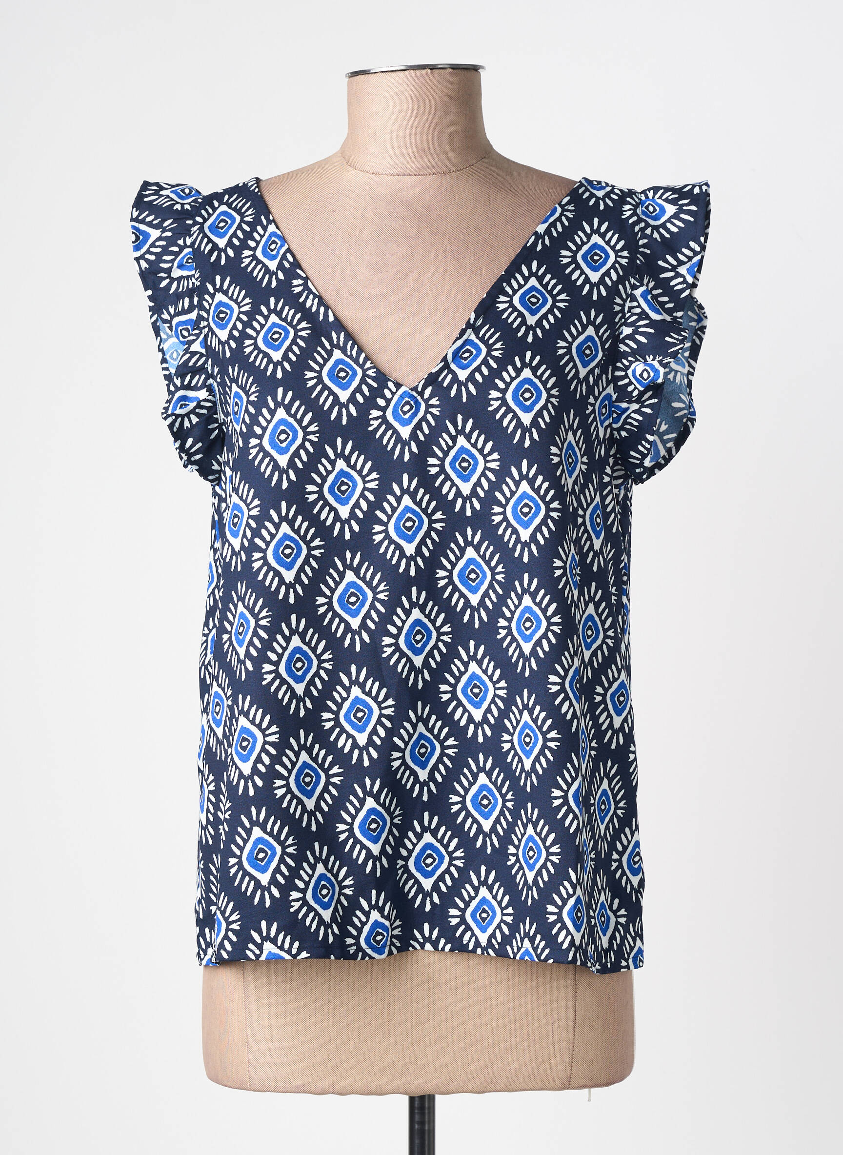 Top imprimé fantaisie manches courtes bleu ONLY femme