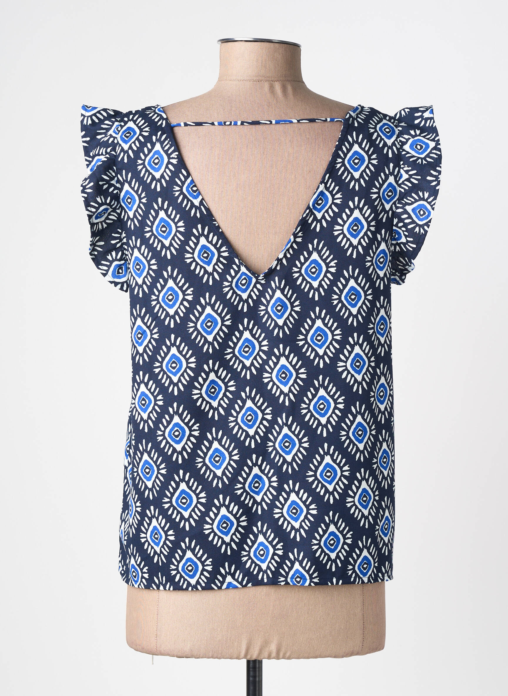 Top imprimé fantaisie manches courtes bleu ONLY femme