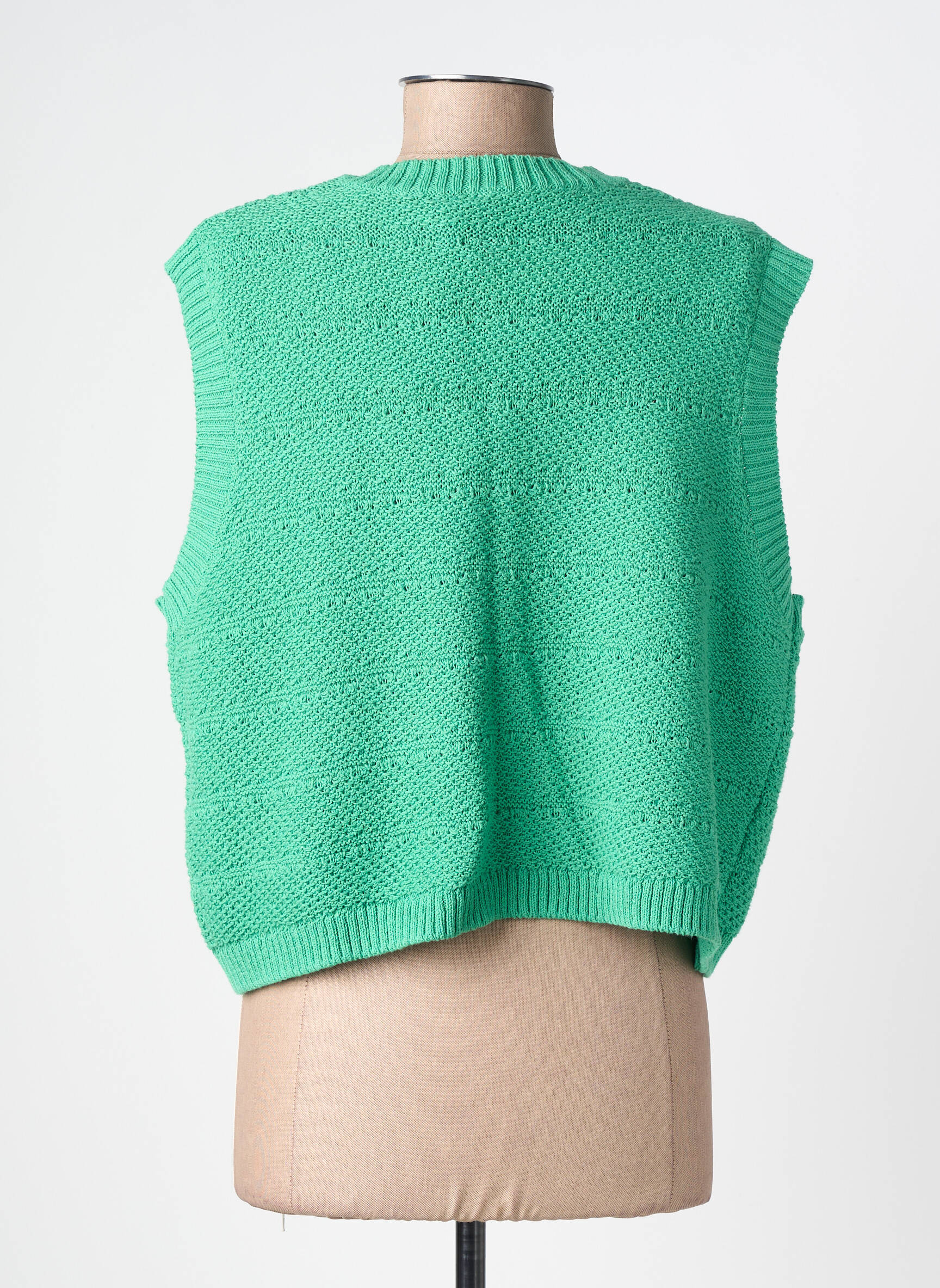 Gilet manches courtes coupe droite vert PIECES femme