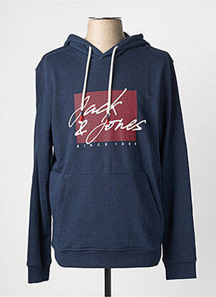 Sweat-shirt à capuche tissage jersey manches longues bleu JACK & JONES homme