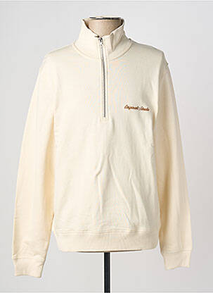 Sweat-shirt broderie manches longues beige JACK & JONES homme