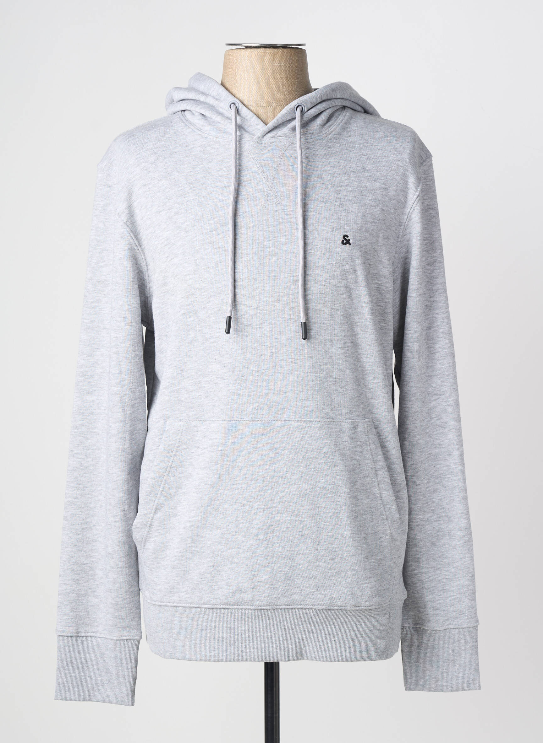 Sweat-shirt à capuche tissage jersey manches longues gris JACK & JONES homme