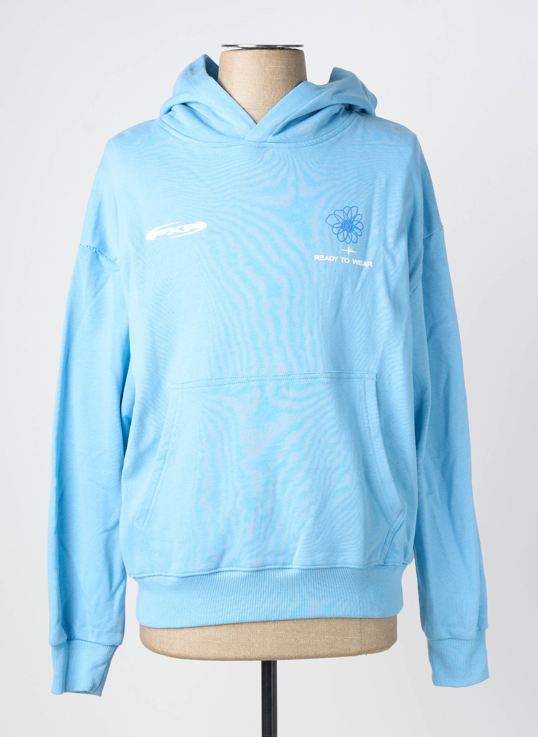 Sweat-shirt à capuche tissage jersey manches longues bleu PROJECT X PARIS homme