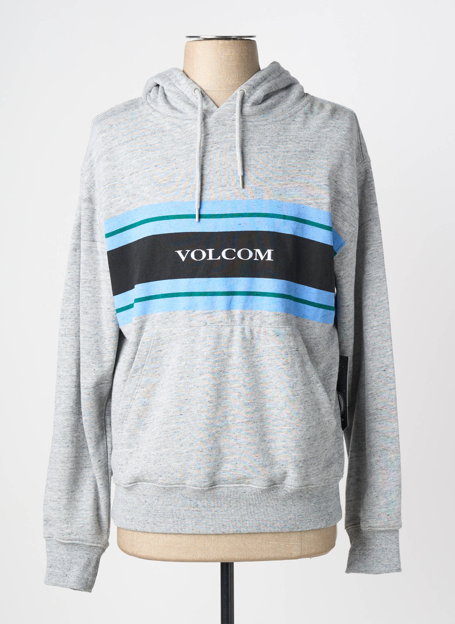 Sweat-shirt à capuche tissage jersey manches longues gris VOLCOM homme