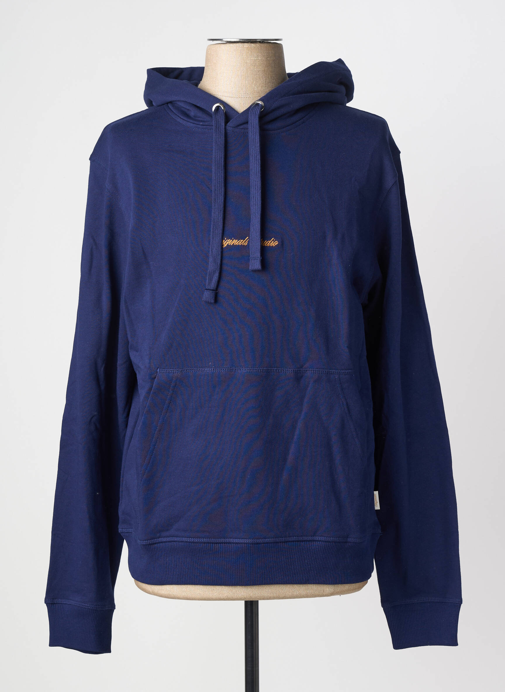 Sweat-shirt à capuche tissage jersey manches longues bleu JACK & JONES homme