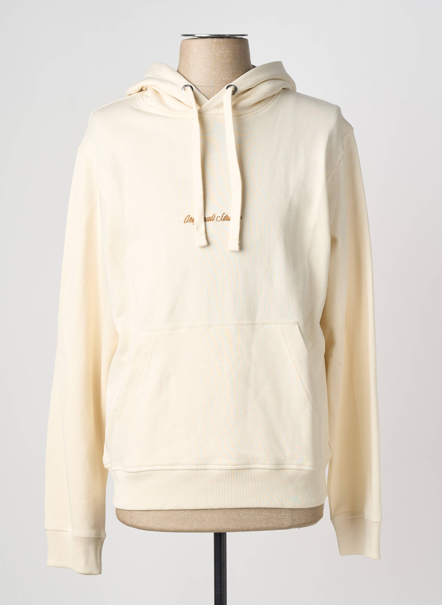 Sweat-shirt à capuche tissage jersey manches longues beige JACK & JONES homme