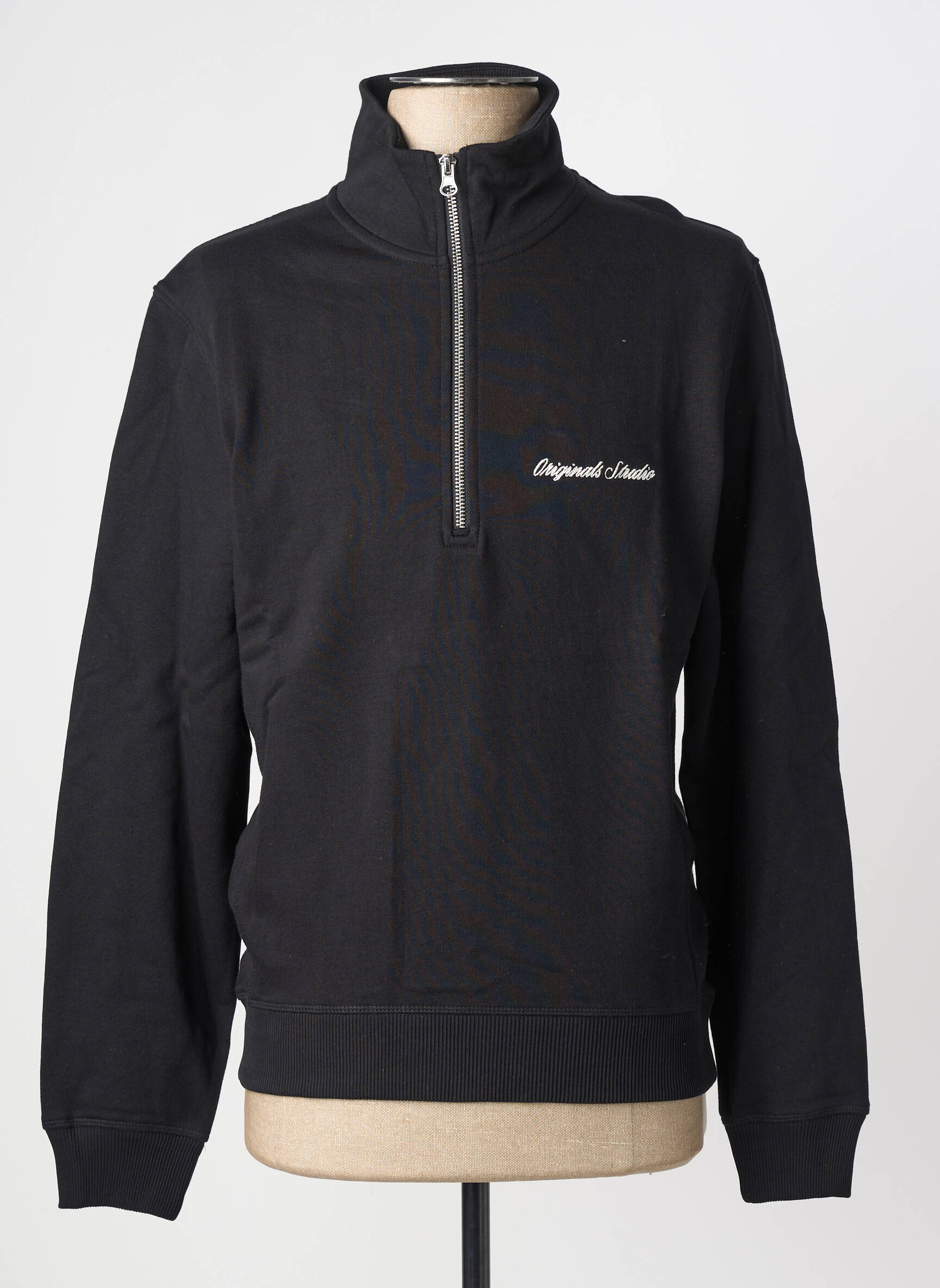 Sweat-shirt broderie manches longues noir JACK & JONES homme