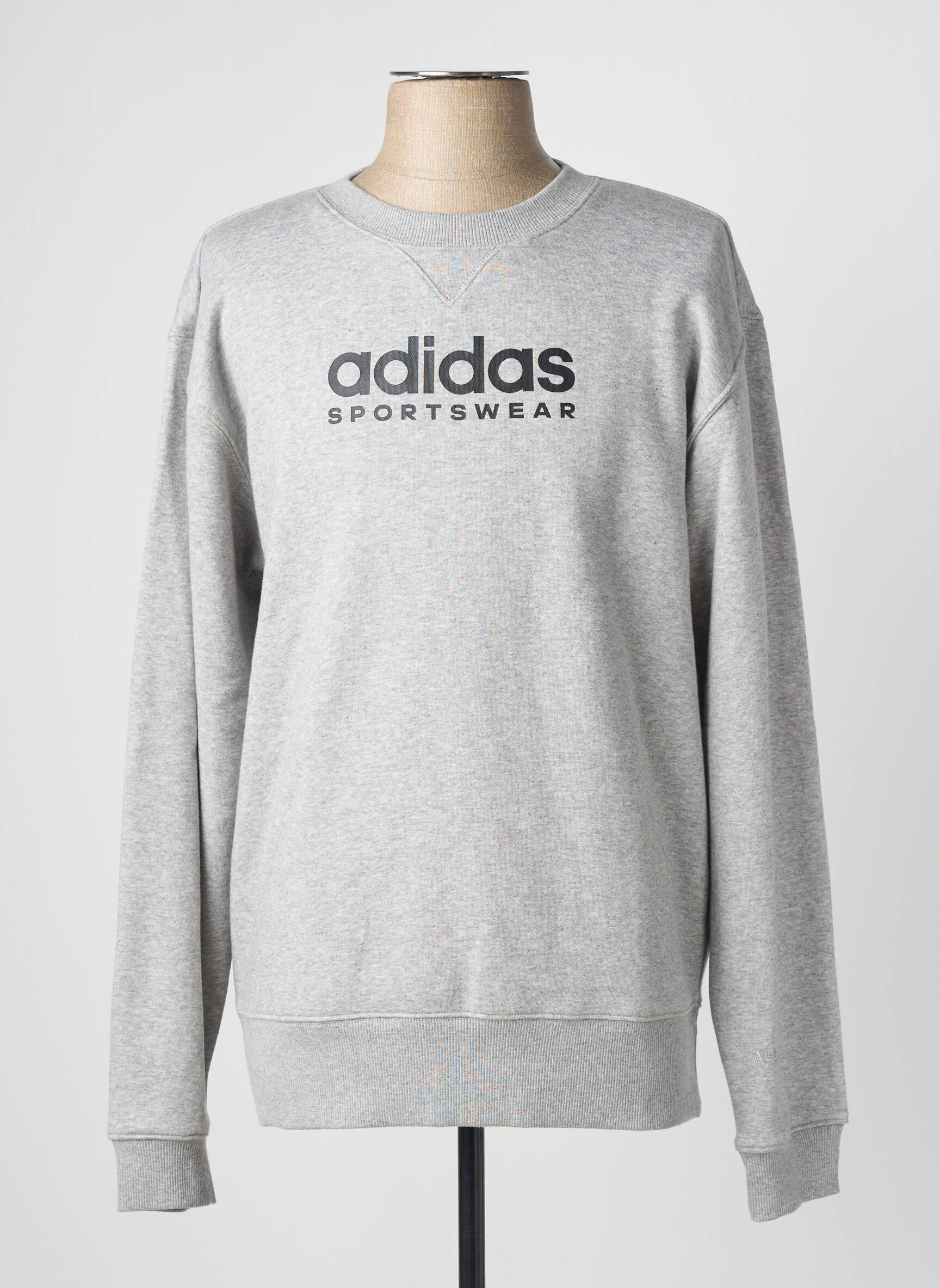 Sweat-shirt stretch manches longues gris ADIDAS homme