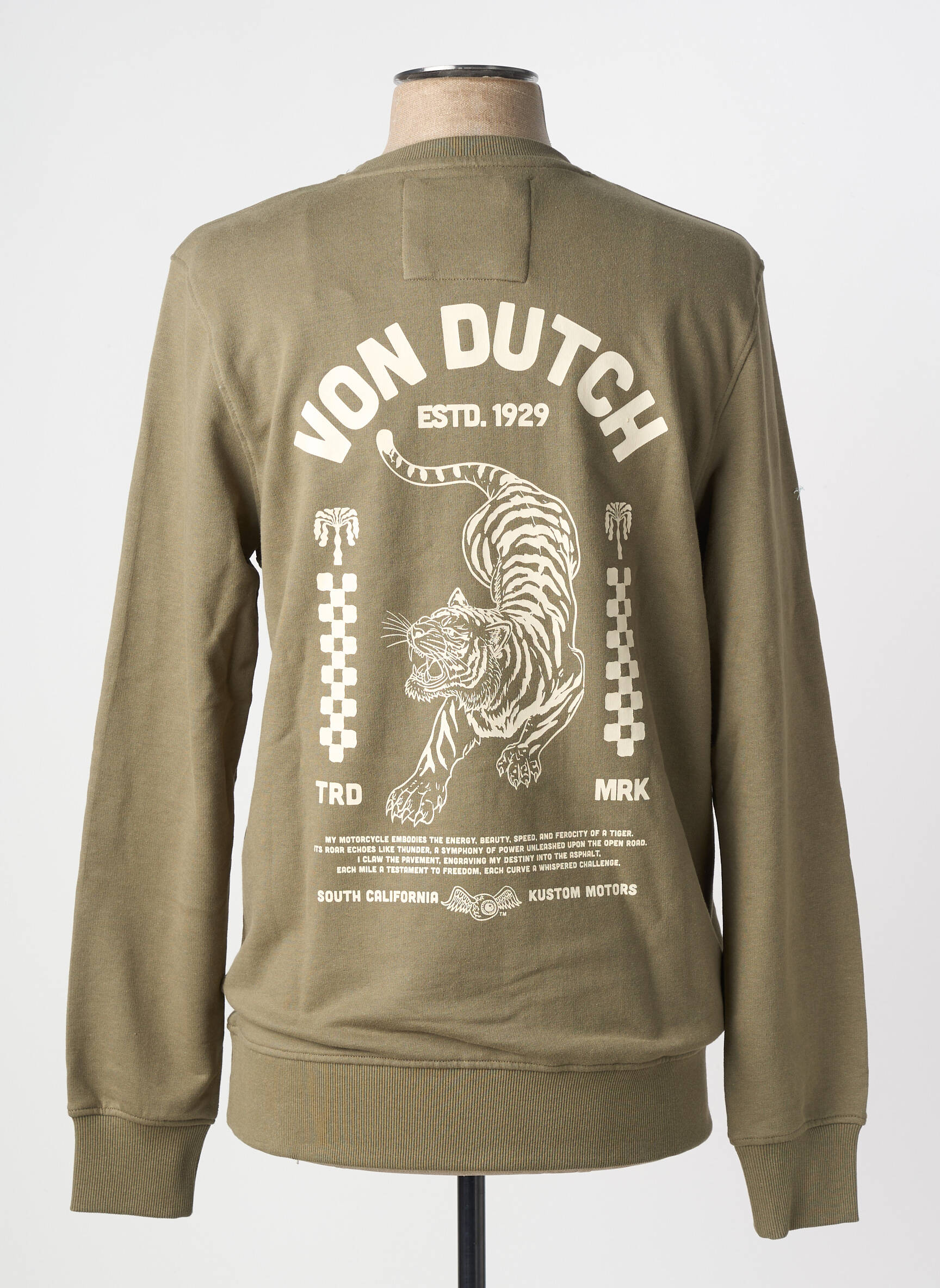 Sweat-shirt tissage jersey manches longues vert VON DUTCH homme